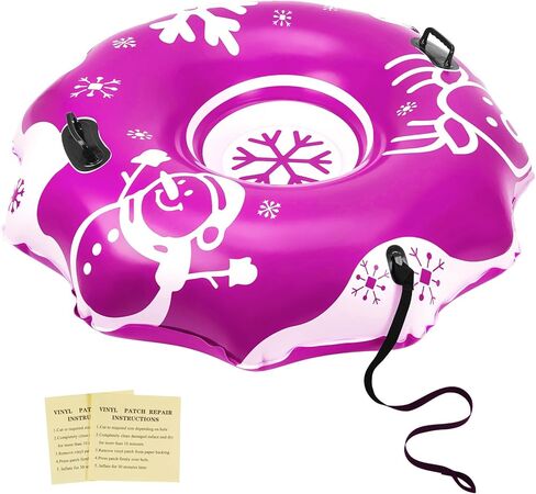 أنبوب ثلج كبير جدًا من COVACURE مقاس 55 بوصة - زلاجات سميكة قابلة للنفخ للبالغين، أنابيب شديدة التحمل مع مقبض حمل معزز وحبل للتزلج والتزلج في الهواء الطلق in Kuwait