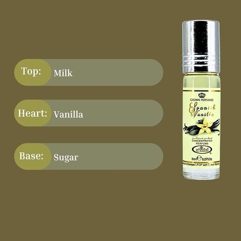 زيت عطر الفانيليا الإسبانية من الرحاب 6 مل (0.2 أونصة) - زيوت عربية للنساء - زيت مركز طويل الأمد - عطر نسائي فاخر ناعم وحلو للحصول على لمسة أنيقة in Kuwait