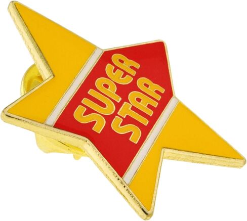 دبوس طية صدر من المينا باللونين الأصفر والأحمر من PinMart Super Star in Kuwait