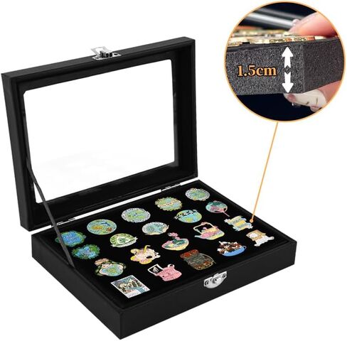 7.8 x 5.9 Inches Small Pin Display Case, Dustproof Pin Collection Showcase Storage Organizer Box, for Military Medal Jewelry Brooch Collection (Not Include Accessories) in Saudi Arabia