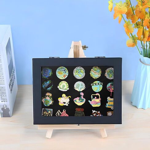 7.8 x 5.9 Inches Small Pin Display Case, Dustproof Pin Collection Showcase Storage Organizer Box, for Military Medal Jewelry Brooch Collection (Not Include Accessories) in Saudi Arabia