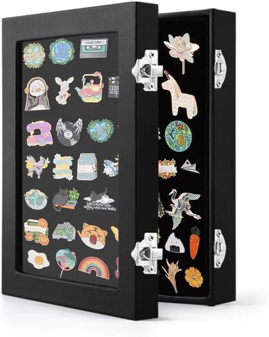 7.8 x 5.9 Inches Small Pin Display Case, Dustproof Pin Collection Showcase Storage Organizer Box, for Military Medal Jewelry Brooch Collection (Not Include Accessories) in Saudi Arabia
