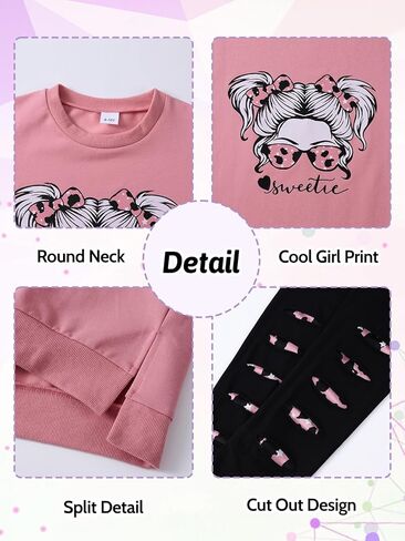 Girls 2 Piece Outfits Teen Girl Cotton Clothes Sweatshirt and Leggings Fall Winter Pullover Sweatsuit Tracksuits in Saudi Arabia