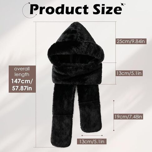 Hooded Scarf for women 3-in-1, Warm hood scarf with Pocket Mitts Winter Hat Scarfs Gloves Set for Women in Saudi Arabia
