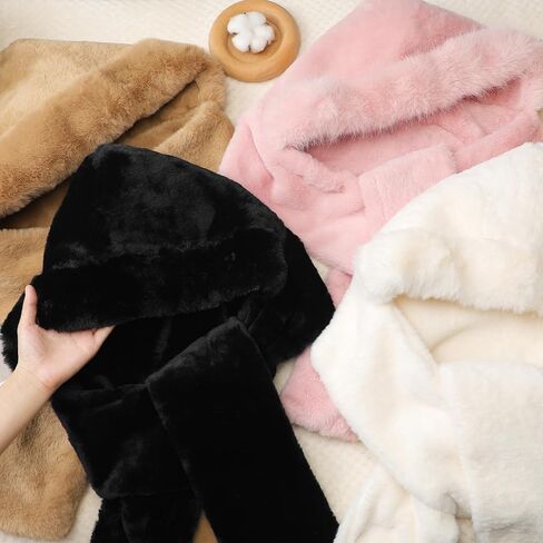 Hooded Scarf for women 3-in-1, Warm hood scarf with Pocket Mitts Winter Hat Scarfs Gloves Set for Women in Saudi Arabia