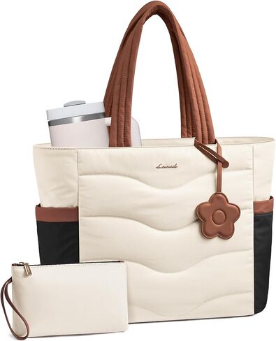 LOVEVOOK Tote Bag for Women,Puffer Work Bag,Quilted Teacher Nurse Tote Bag with Zipper for Travel Gifts for Women in Saudi Arabia
