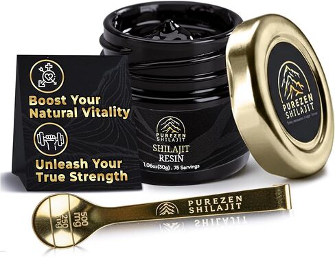 شيلاجيت راتنج الهيمالايا العضوي النقي 600 مجم مع 75%+ حمض الفولفيك، 85+ أثر من المعادن من جبال الهيمالايا على ارتفاع 18,000 قدم - الطاقة الطبيعية والقدرة على التحمل ودعم العضلات للرجال والنساء، تم اختباره معمليًا 30 جم in Kuwait