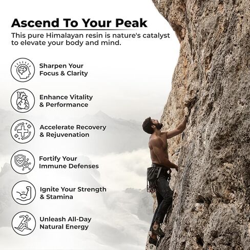 شيلاجيت راتنج الهيمالايا العضوي النقي 600 مجم مع 75%+ حمض الفولفيك، 85+ أثر من المعادن من جبال الهيمالايا على ارتفاع 18,000 قدم - الطاقة الطبيعية والقدرة على التحمل ودعم العضلات للرجال والنساء، تم اختباره معمليًا 30 جم in Kuwait