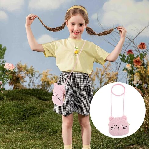 Plush Crossbody Bag for Cute Animal Shoulder Purse Small Kawaii Cat Coin Wallet Lightweight Soft Handbag for Daily Use in Saudi Arabia