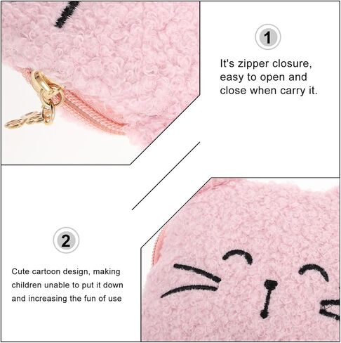 Plush Crossbody Bag for Cute Animal Shoulder Purse Small Kawaii Cat Coin Wallet Lightweight Soft Handbag for Daily Use in Saudi Arabia
