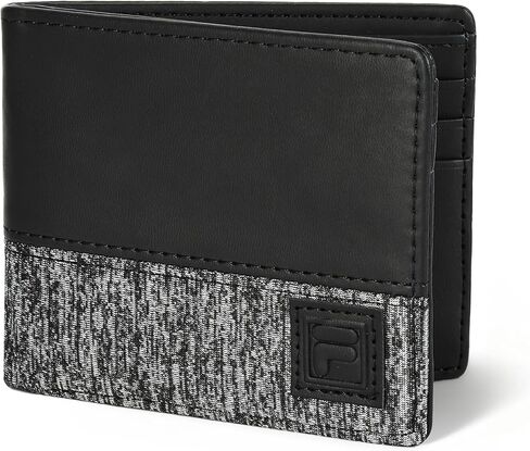 Fila Men’s PU Leather Minimalist Bifold Wallet, Front Pocket ID Window in Saudi Arabia