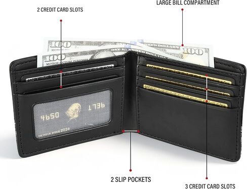 Fila Men’s PU Leather Minimalist Bifold Wallet, Front Pocket ID Window in Saudi Arabia