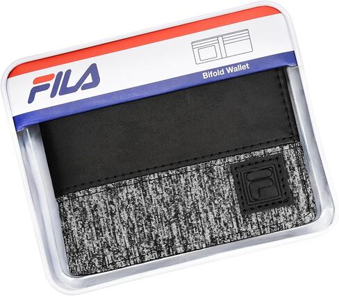 Fila Men’s PU Leather Minimalist Bifold Wallet, Front Pocket ID Window in Saudi Arabia