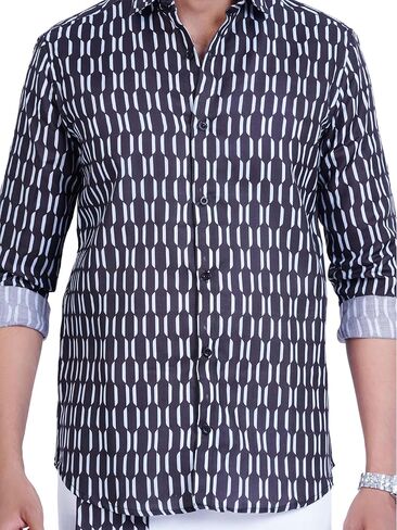 Compatible PRAKASAM Cotton Mens Colour Onam Special Printed Full Sleeve Slim Fit Multi Colour Shirt Matching with Border Single Dhoties for Mens in Saudi Arabia