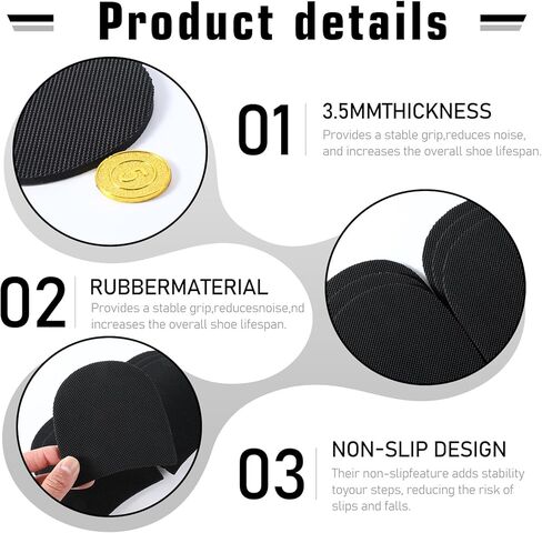 6pcs Shoe Repair Rubber Heels, Rubber Boot Heel Replacement Square Sole Repair Tips Stickers Anti Heel Caps High Heel Tread Pad Non Slip Heel Protectors(9.6x8.7x0.4cm) in Saudi Arabia