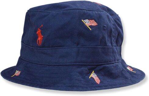 POLO RALPH LAUREN Mens All Over American Flag USA Embroidered Twill Bucket Hat, in Saudi Arabia
