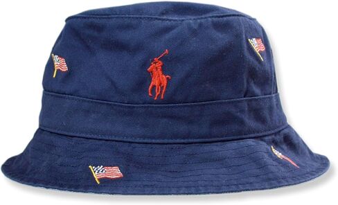 POLO RALPH LAUREN Mens All Over American Flag USA Embroidered Twill Bucket Hat, in Saudi Arabia