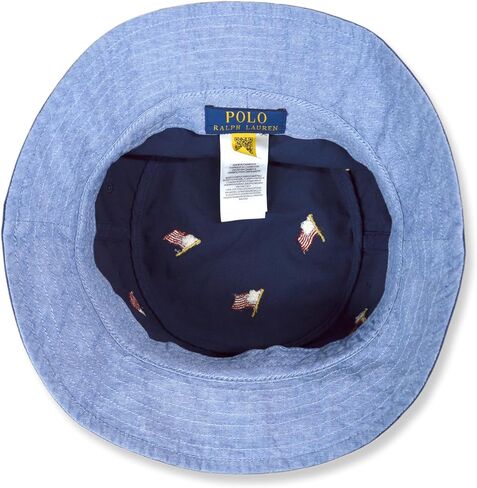POLO RALPH LAUREN Mens All Over American Flag USA Embroidered Twill Bucket Hat, in Saudi Arabia