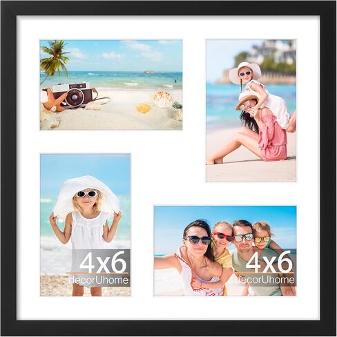إطارات صور ديكور جداري مقاس 8 × 14 من ديكور يو هوم، عرض 3 قطع صور 4 × 6 مع حصيرة أو قطعة واحدة مقاس 8 × 14 غير لامعة، 3 إطارات صور مجمعة 4 × 6 للتركيب على الحائط، أسود in Kuwait