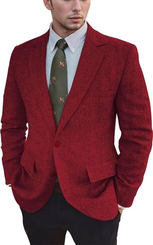 Vintage Mens Tweed Blazer Retro Wool Blend Suit Jackets Herringbone Two Button Sport Coat Prom Business Casual Wedding in Saudi Arabia