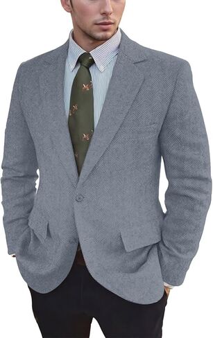 Vintage Mens Tweed Blazer Retro Wool Blend Suit Jackets Herringbone Two Button Sport Coat Prom Business Casual Wedding in Saudi Arabia