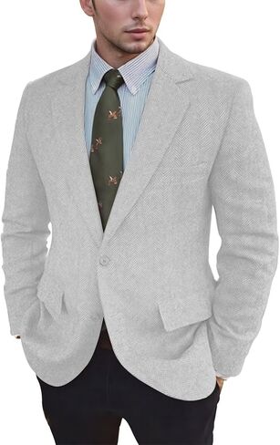 Vintage Mens Tweed Blazer Retro Wool Blend Suit Jackets Herringbone Two Button Sport Coat Prom Business Casual Wedding in Saudi Arabia