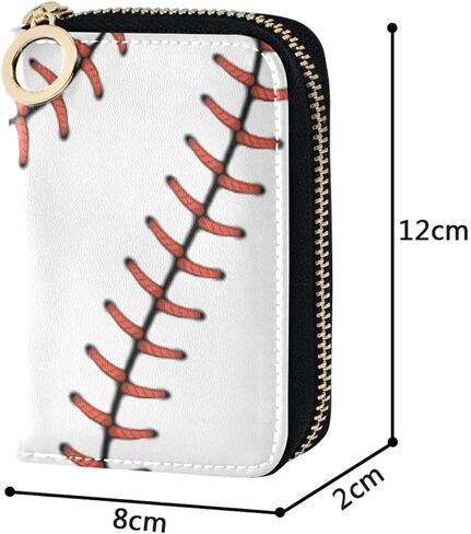 Red Baseball Stitches Softball Laces on WhiteGrey Credit Card Coin wallet, RFID Blocking Compact Women Leather Card Holder, Key Change Organizer, Zipper Purse Clutch Pouch in Saudi Arabia
