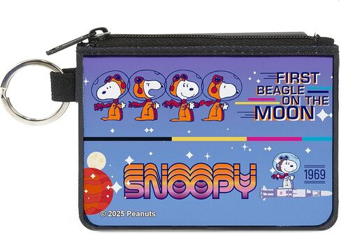 Peanuts Wallet, Zip Clutch, Snoopy First Beagle on the Moon Poses Blue Multi Color, Canvas in Saudi Arabia