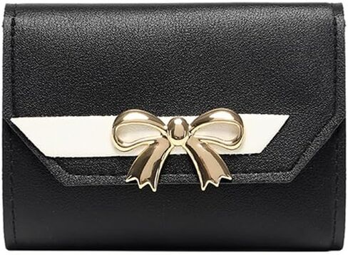 1PCS Small Cute Wallets,PU Slim Wallet Soft with Bow Knot for Woman in Saudi Arabia