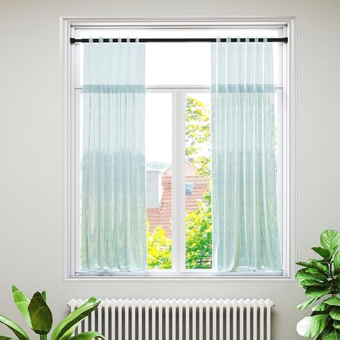 No Drill Curtain Rods Black Tension Rod 28 to 48 Inch, Adjustable Spring Tension Rod Curtain Rods No Drilling Curtains Rod for Window, Kitchen, Closet, Doorway in Saudi Arabia