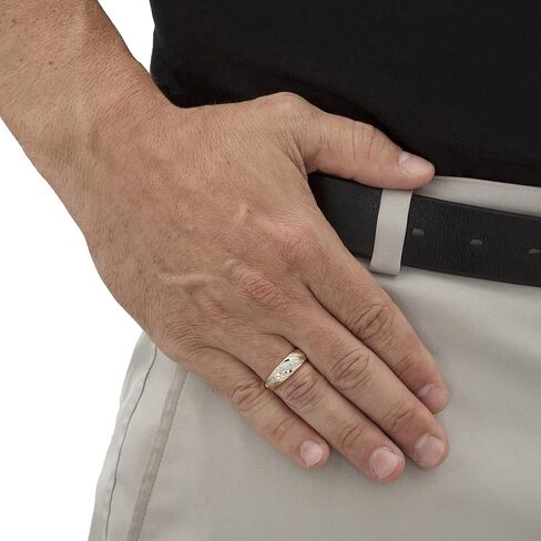 PalmBeach Men's 10K Yellow Gold Round Genuine Diamond Diagonal Ring (1/5 cttw, I Color, I3 Clarity) Sizes 8-13 in Saudi Arabia
