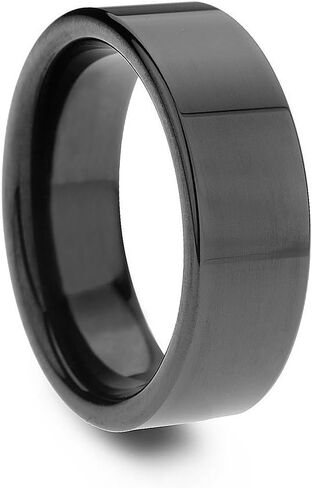 Designer Flat High Polished Luxurious Mens Black Tungsten Carbide Ring (6mm) in Kuwait