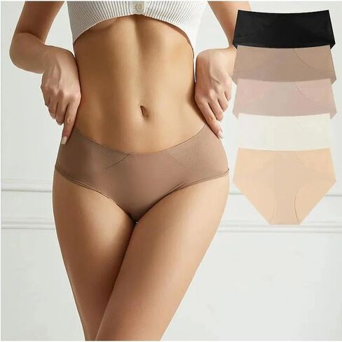 5-Pack Set Women Seamless Breathable Ice Silk Underwear, Solid Color Comfortable and Stylish, No-Show Fit for Everyday Wear in Saudi Arabia