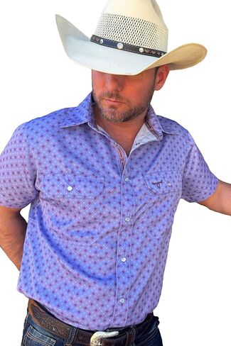 قميص Drover Cowboy Threads للرجال بأكمام قصيرة، قميص بفتحة تهوية للأداء من سلسلة Signature in Kuwait