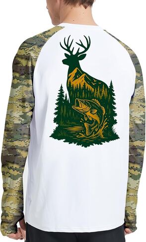 Riverruns Men's Hunting Camo Shirt for Men, Lightweight Camouflage Long Sleeve Shirt for Fishing Hiking Camping in Saudi Arabia