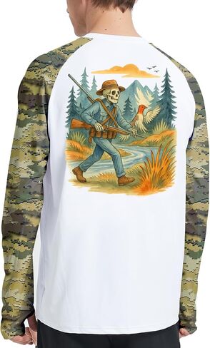 Riverruns Men's Hunting Camo Shirt for Men, Lightweight Camouflage Long Sleeve Shirt for Fishing Hiking Camping in Saudi Arabia