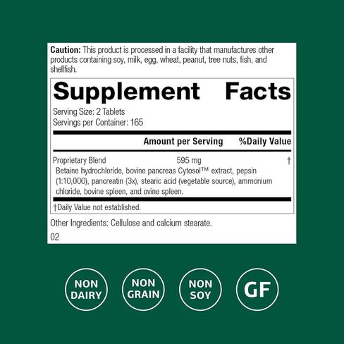 Standard Process Inc. Zypan - Digestive Health Support Supplement - HCI Supplement with Pancreatin, Betaine Hydrochloride & Pepsin - Support Macronutrient Digestion - 330 Tablets in Saudi Arabia