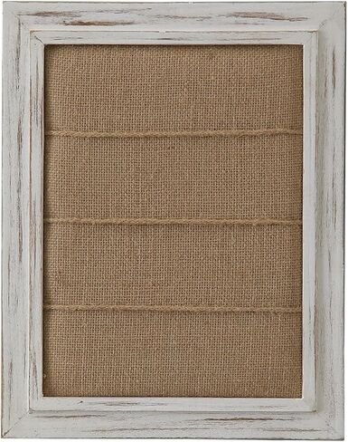 SOFE Whitewash Framed Bulletin Board with 3 Hemp Ropes, Rustic Linen Pin Board, Message Picture Board for Living Room, Bedroom, Home Office Decor DIY Crafts in Saudi Arabia