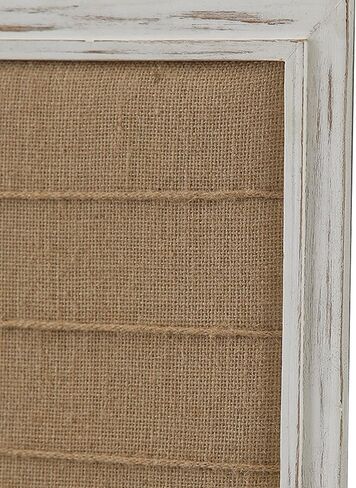 SOFE Whitewash Framed Bulletin Board with 3 Hemp Ropes, Rustic Linen Pin Board, Message Picture Board for Living Room, Bedroom, Home Office Decor DIY Crafts in Saudi Arabia
