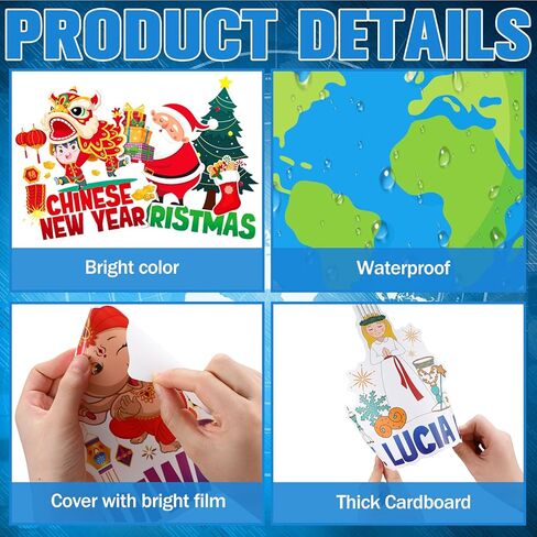 68pcs Winter Bulletin Board Decorations Set Holidays Around The World Posters with Christmas Chinese New Year Hanukkah Diwali St Lucia Kwanzaa Solstice St Nicholas for School Home Wall Decor in Kuwait