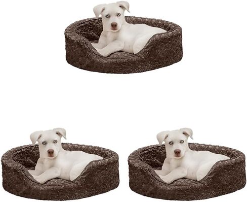 Furhaven Dog Bed for Small Dogs w/ Removable Washable Cover & Pillow Cushion Insert, For Dogs Up to 12 lbs - Ultra Plush Faux Fur Oval Lounger - Pink, Small in Saudi Arabia