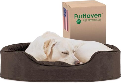 Furhaven Dog Bed for Small Dogs w/ Removable Washable Cover & Pillow Cushion Insert, For Dogs Up to 12 lbs - Ultra Plush Faux Fur Oval Lounger - Pink, Small in Saudi Arabia