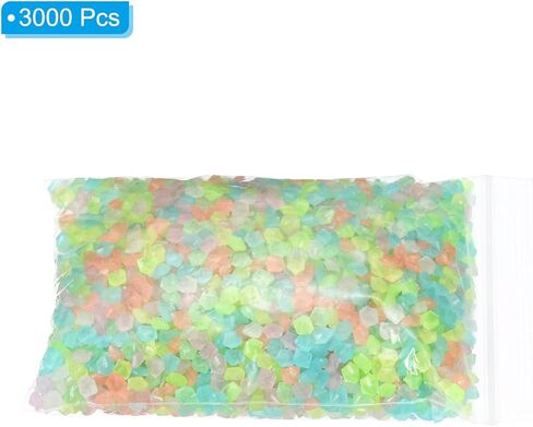 3000pcs Glow Rocks 3-5mm Glow Pebbles Decoration in The Dark Luminous Stones Decor DIY Decorative Multicolored for Garden, Potted Plant, Fish Tank in Saudi Arabia