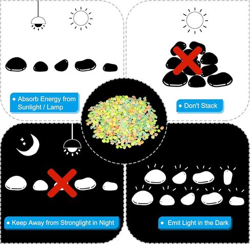 3000pcs Glow Rocks 3-5mm Glow Pebbles Decoration in The Dark Luminous Stones Decor DIY Decorative Multicolored for Garden, Potted Plant, Fish Tank in Saudi Arabia