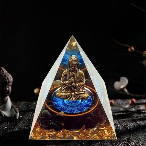 Orgone Pyramid Energy Generator - Crown Chakra with Quartz Energy Points, Wealth - Attracting and Spirit - Protecting Home Decor in Saudi Arabia