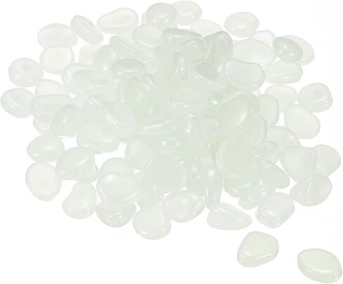 100pcs Glow Rocks 8-11mm Glow Pebbles Decoration in The Dark Luminous Stones Decor DIY Decorative White for Garden, Potted Plant, Fish Tank in Saudi Arabia