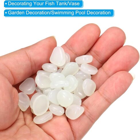 100pcs Glow Rocks 8-11mm Glow Pebbles Decoration in The Dark Luminous Stones Decor DIY Decorative White for Garden, Potted Plant, Fish Tank in Saudi Arabia