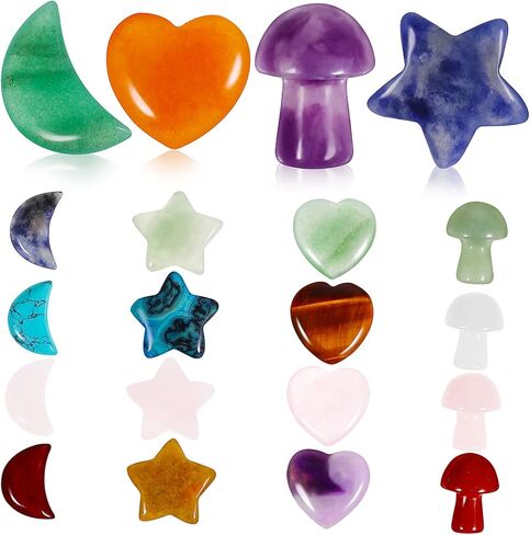 20Pcs Decorative Crystal Stones Small Star and Mushroom Shapes for Divination Home Decor and Jewelry Making in Saudi Arabia