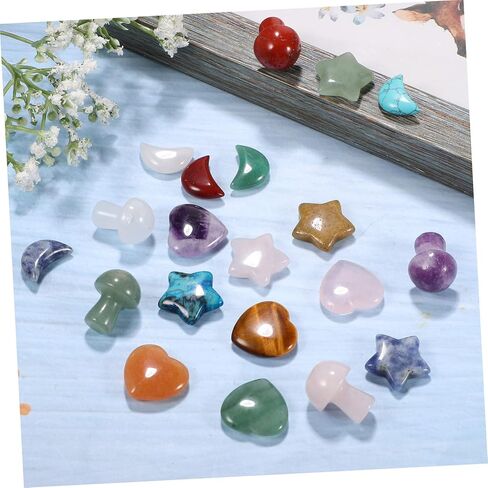 20Pcs Decorative Crystal Stones Small Star and Mushroom Shapes for Divination Home Decor and Jewelry Making in Saudi Arabia