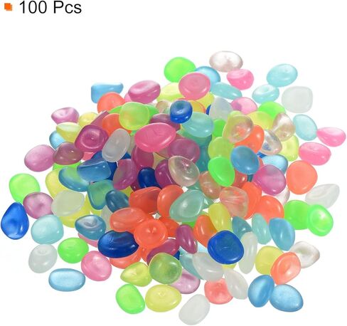 100pcs Glow Rocks 13-17mm Glow Pebbles Decoration in The Dark Luminous Stones Decor DIY Decorative Multicolored for Garden, Potted Plant, Fish Tank in Saudi Arabia